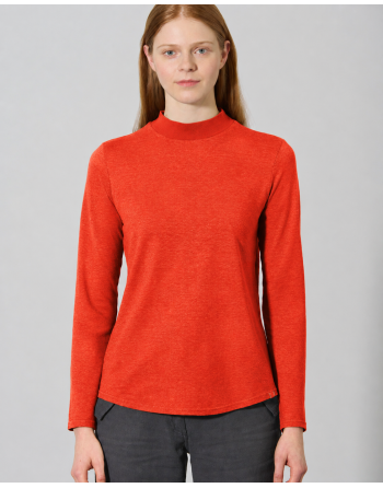 Langarmshirt mit Stehkragen Hanf/Biobaumwolle Damen Normal Fit - brick [1b14b393766b997161989be42643158b]