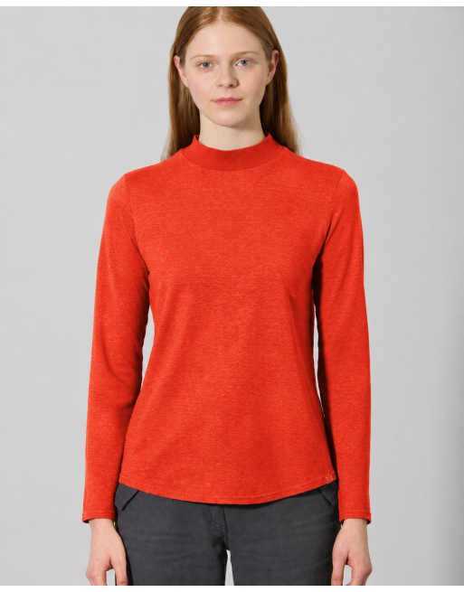 Langarmshirt mit Stehkragen Hanf/Biobaumwolle Damen Normal Fit - brick [1b14b393766b997161989be42643158b]