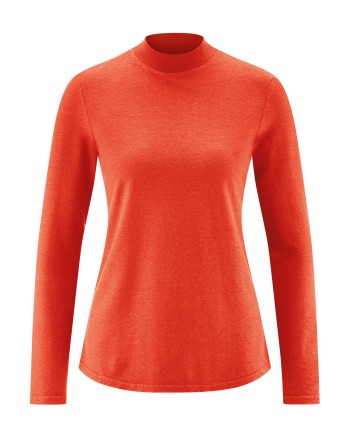 Langarmshirt mit Stehkragen Hanf/Biobaumwolle Damen Normal Fit - brick [ccf4f074706d1d7a91983b3c1876c128]