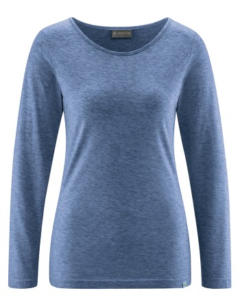 Langarmshirt mit Yakwolle Hanf/Biobaumwolle Normal Fit - blueberry [06194b6f574536eeacccb750dbc316f9]