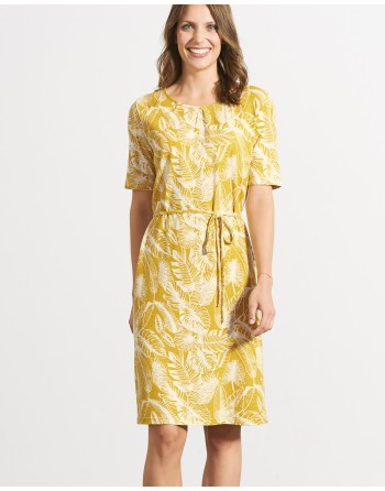 Knielanges Druckkleid Hanf/Biobaumwolle Normal Fit - curry [b047d59044efb4e0408e93c226145855]