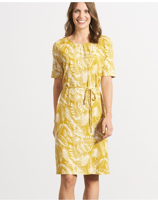 Knielanges Druckkleid Hanf/Biobaumwolle Normal Fit - curry [b047d59044efb4e0408e93c226145855]