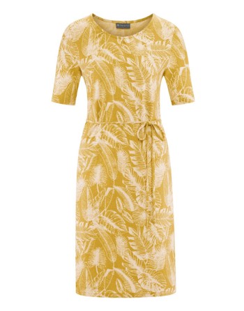 Knielanges Druckkleid Hanf/Biobaumwolle Normal Fit - curry [b64a1f9131259c77ed7c325ccf975b95]