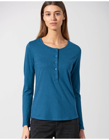Basic Damen Henley Hanf/Biobaumwolle Normal Fit - sea [8cd53fa8590441a1849036e84eeb2017]