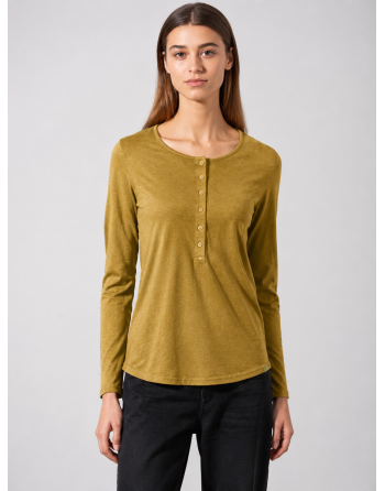 Basic Damen Henley Hanf/Biobaumwolle Normal Fit - peanut [bb551e883af53a4a6d3e5be8f66e4e75]