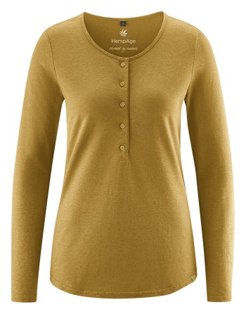 Basic Damen Henley Hanf/Biobaumwolle Normal Fit - peanut [46eb8653f85eab17865c65a88eea62a8]