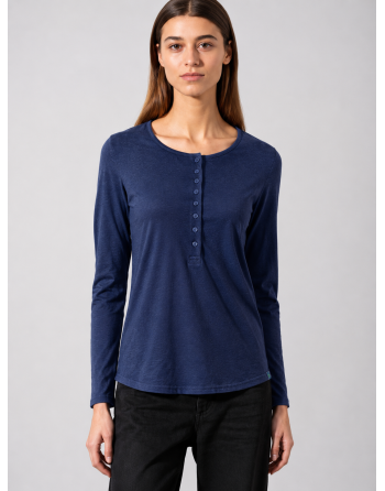 Basic Damen Henley Hanf/Biobaumwolle Normal Fit - night [a314213d970ca1d75777c18f0dab4652]