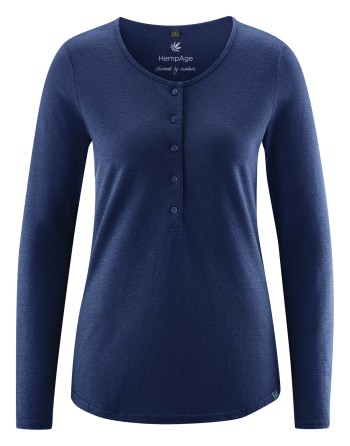 Basic Damen Henley Hanf/Biobaumwolle Normal Fit - night [41db20104ae7f44123820d7b97453585]