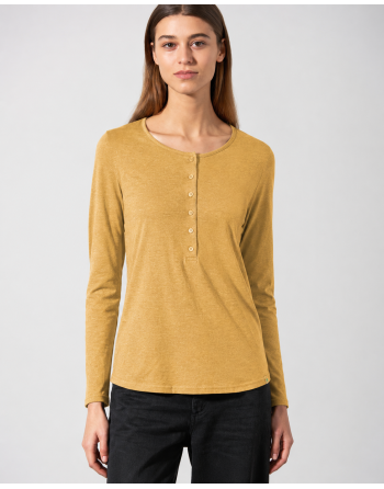 Basic Damen Henley Hanf/Biobaumwolle Normal Fit - dijon [f3610318da68751f78dcdc3d3381d410]