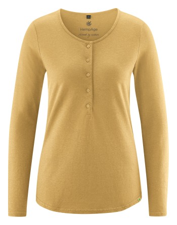 Basic Damen Henley Hanf/Biobaumwolle Normal Fit - dijon [17750dec5a5a8adb3582047fb20e8bdc]