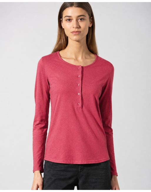 Basic Damen Henley Hanf/Biobaumwolle Normal Fit - barolo [41d731c98ac74cbeef66ba8d7bb2af5b]