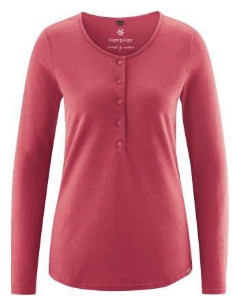 Basic Damen Henley Hanf/Biobaumwolle Normal Fit - barolo [4093bb8e83c4306d223c1729afe17f4a]