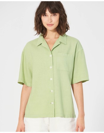 Urbane Sommerbluse Hanf/Biobaumwolle Casual Fit - matcha [4c7a4e1ff6d8731f040b25a53d342f00]