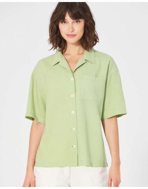 Urbane Sommerbluse Hanf/Biobaumwolle Casual Fit - matcha [4c7a4e1ff6d8731f040b25a53d342f00]
