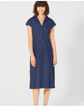 Schlichtes Hemdblusenkleid Hanf/Biobaumwolle Normal Fit - navy [abc0d41a7b07745b2c95af9dff888ce8]