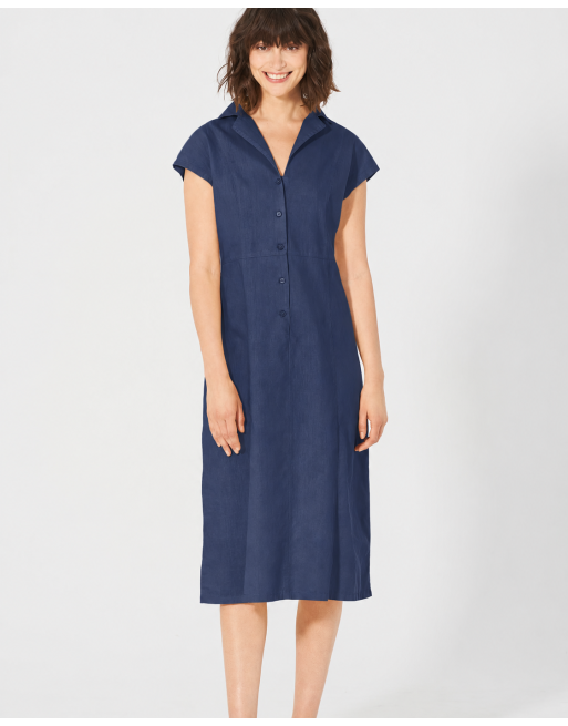 Schlichtes Hemdblusenkleid Hanf/Biobaumwolle Normal Fit - navy [abc0d41a7b07745b2c95af9dff888ce8]