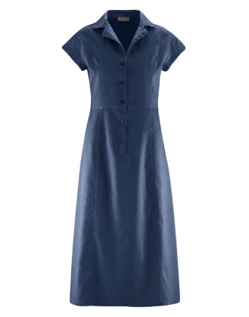 Schlichtes Hemdblusenkleid Hanf/Biobaumwolle Normal Fit - navy [7f91d4af402fdadcc3fc4c7f3f8698bf]