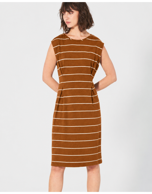 Gestreiftes Kleid aus Hanf/Biobaumwolle - Normal Fit - almond [2c83e2d43bf9f7d89b53636968836d7a]