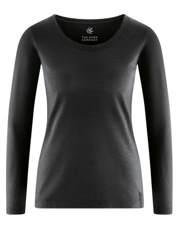 THC Exklusiv Damen Langarmshirt Hanf/Biobaumwolle Normal Fit - black [184257c43bc3abc57cae5ea9588135f5]
