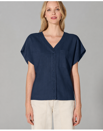 Weite Bluse aus Hanf/Biobaumwolle - Casual Fit - navy [bab226d2888aad82f050b25be7150668]