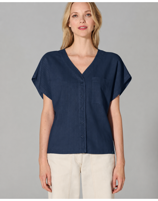 Weite Bluse aus Hanf/Biobaumwolle - Casual Fit - navy [bab226d2888aad82f050b25be7150668]