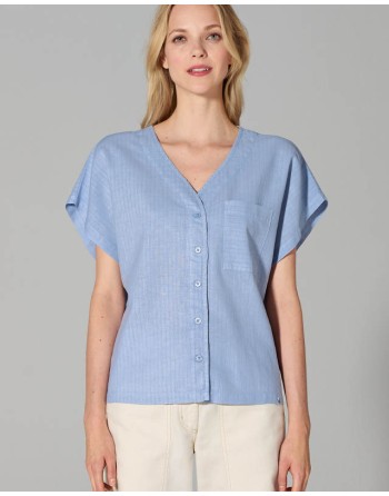 Weite Bluse aus Hanf/Biobaumwolle - Casual Fit - water [31c52633c6222c7b035f1cd75b75be94]