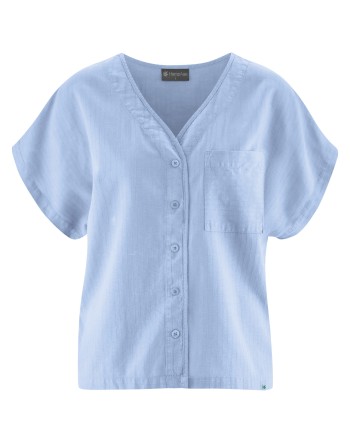 Weite Bluse aus Hanf/Biobaumwolle - Casual Fit - water [1b1ab53c8f7a74864a63b83ab1d3a0e6]
