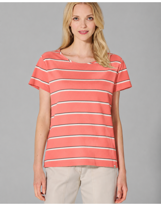 Streifen T-Shirt Hanf/Biobaumwolle Casual Fit - peach-dust-nature [df2813444502c2c884422e6094be0594]