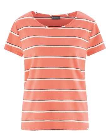 Streifen T-Shirt Hanf/Biobaumwolle Casual Fit - peach-dust-nature [8898d26c27c1786ed13856f9d614038e]