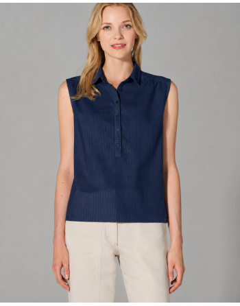 Ärmellose Bluse Hanf/Biobaumwolle - Normal Fit - navy [2c001477b108f656ae18ea4167877700]