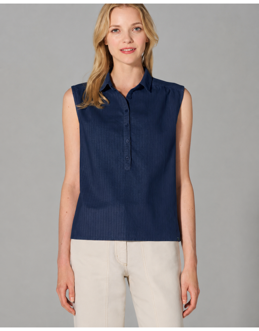 Ärmellose Bluse Hanf/Biobaumwolle - Normal Fit - navy [2c001477b108f656ae18ea4167877700]