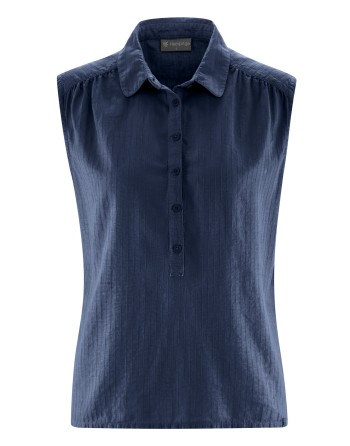 Ärmellose Bluse Hanf/Biobaumwolle - Normal Fit - navy [85df614c0ad3461b016476bd80c254fa]
