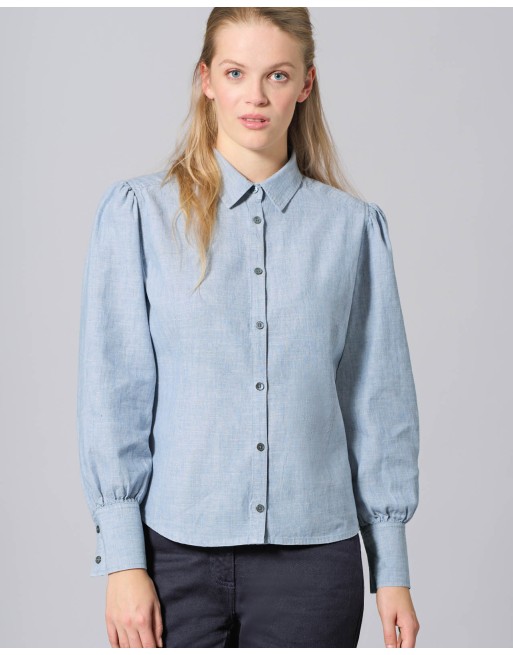 Moderne Manschettenbluse Hanf/Biobaumwolle - Normal Fit - smoke [5e3662a947623fd94bc7330b5c929f92]