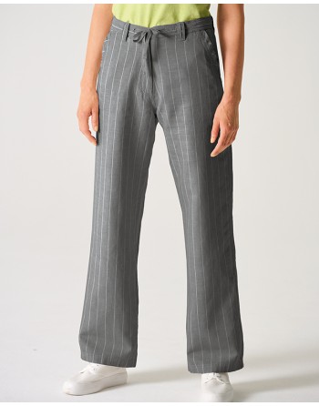 Gestreifte Marlene Hose Hanf/Biobaumwolle - asphalt [34811a01de69c44fe37d3aabbec3a0f7]