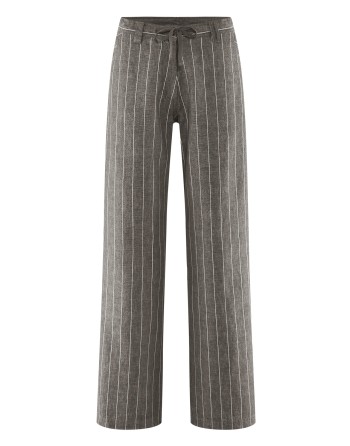 Gestreifte Marlene Hose Hanf/Biobaumwolle - asphalt [6089cc35624a2b398c43d15a247a03f3]