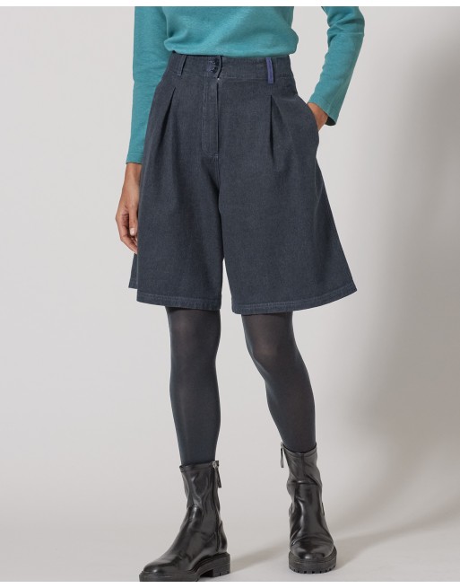 Bermuda Shorts mit dezentem Karomuster Hanf/Biobaumwolle - navy [3abd13f8d1aad5a01432fcee68793d75]