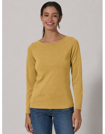 Langarmshirt mit U-Boot Ausschnitt Hanf/Biobaumwolle Damen Normal Fit - dijon [11911805ad96e3eca7e2801782bc5710]