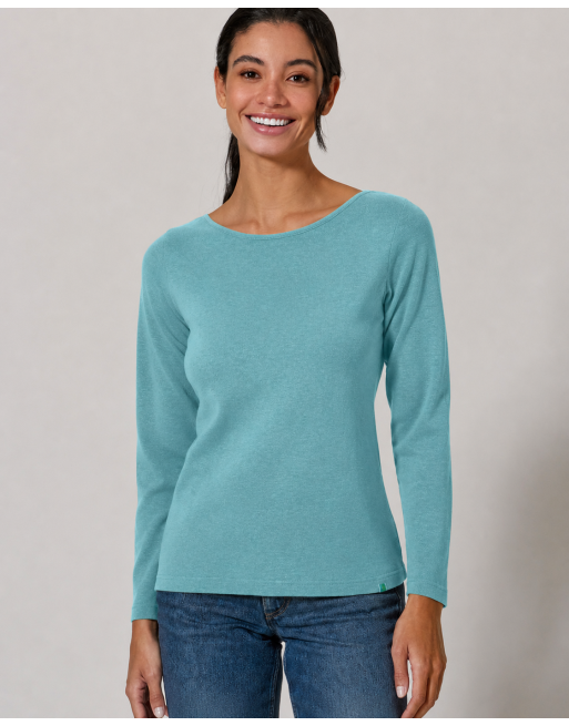 Langarmshirt mit U-Boot Ausschnitt Hanf/Biobaumwolle Damen Normal Fit - shelf [c1bdaf267becb53dc88be7772f3b3001]