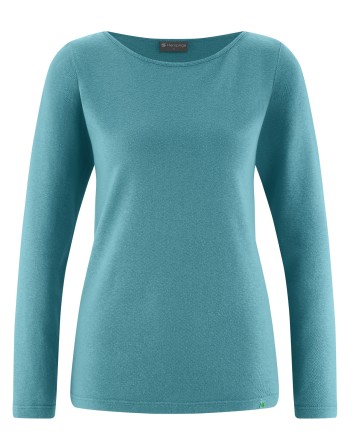 Langarmshirt mit U-Boot Ausschnitt Hanf/Biobaumwolle Damen Normal Fit - shelf [93900b64b9b25e93f162b22cba6250a9]