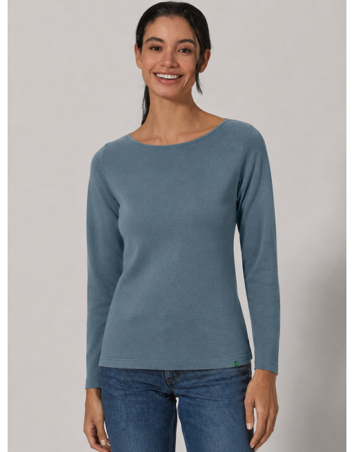 Langarmshirt mit U-Boot Ausschnitt Hanf/Biobaumwolle Damen Normal Fit - dove [f7c91cae1eb352fbaa440eace904d7fc]