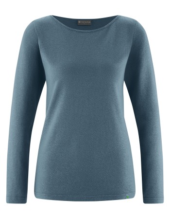 Langarmshirt mit U-Boot Ausschnitt Hanf/Biobaumwolle Damen Normal Fit - dove [7a49b2eb2beb46856d516324263beb37]