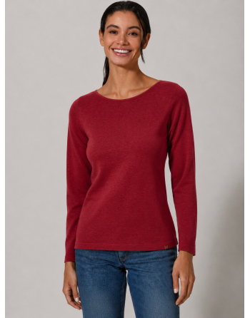 Langarmshirt mit U-Boot Ausschnitt Hanf/Biobaumwolle Damen Normal Fit - ruby [f3fde07c265c3d7d4789061269da4fb1]