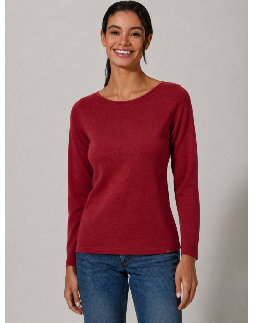 Langarmshirt mit U-Boot Ausschnitt Hanf/Biobaumwolle Damen Normal Fit - ruby [f3fde07c265c3d7d4789061269da4fb1]