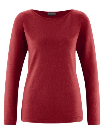 Langarmshirt mit U-Boot Ausschnitt Hanf/Biobaumwolle Damen Normal Fit - ruby [dbf3d95190de4350ed57ab2dd5b5eef5]