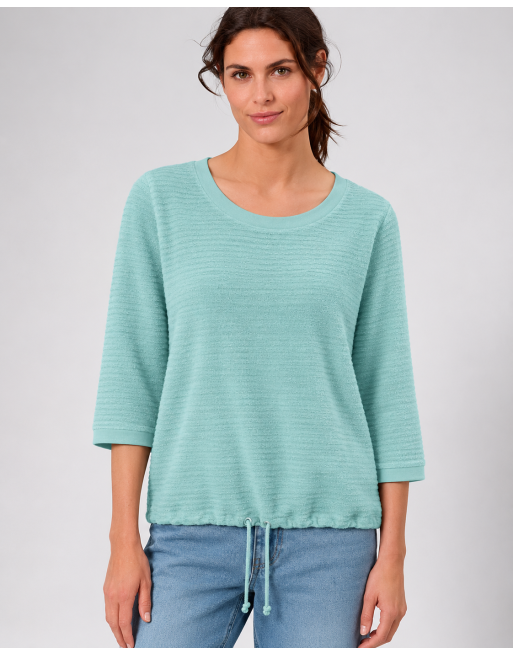 Lockeres Damen-Shirt, 3/4-Arm Hanf/Biobaumwolle Casual Fit - lake [50da00c1e04e552d9bfbf229ff4ae617]