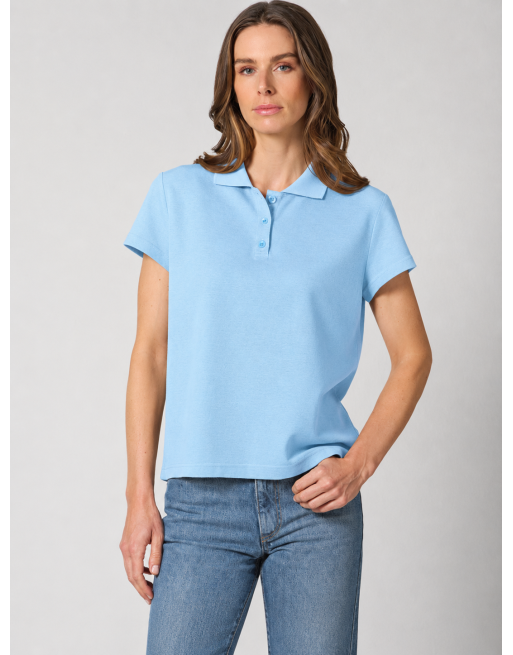Poloshirt für Damen Hanf/Biobaumwolle Casual Fit - glacier [2ab684dcbb82de6c6efd7526bb30693c]