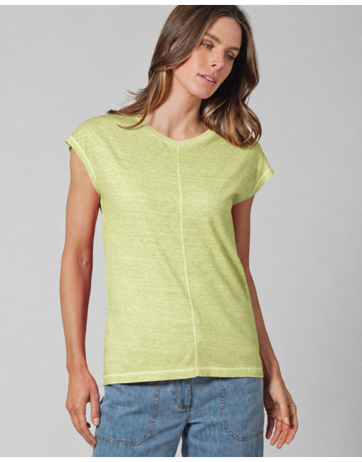 T-shirt mit Ziernähten Hanf/Biobaumwolle Normal Fit - bamboo [ad21685eb3d446926d0f33e8f6702091]