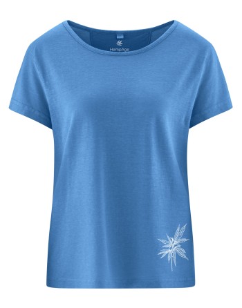 T-shirt mit Hanfprint Hanf/Biobaumwolle - Casual Fit - ocean [20ba4b48eb17556e6fb0b728f5779d73]