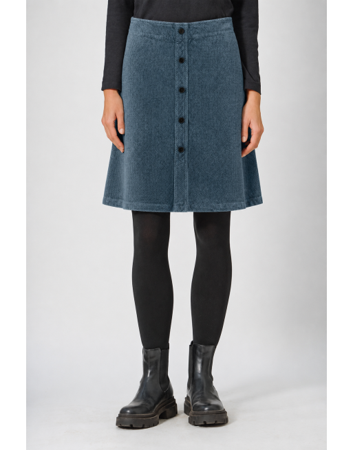 Rock mit Knopfleiste Pepita Muster Hanf/Biobaumwolle - dove [502a813ec760755bad85826373d78612]