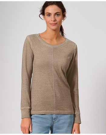 Bequemes Damen Langarmshirt aus Hanf & Bio-Baumwolle – Normal Fit - shitake [dc01135443983fb13f4b7f4a63d72663]